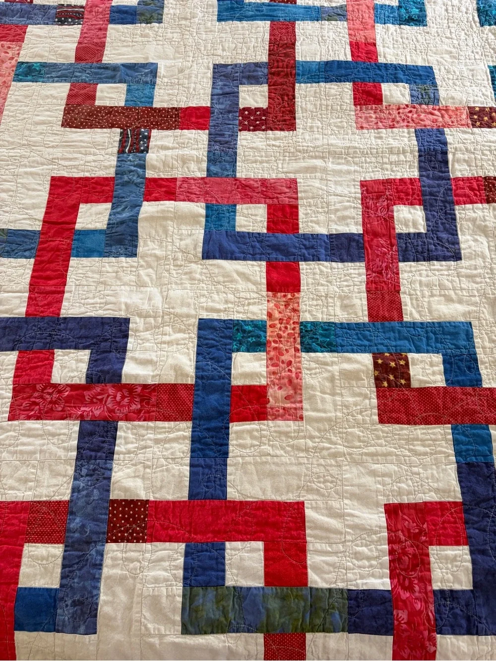 Handmade Patriotic American Quilt Twin 79x62 Quilt of Valor - Cutter
